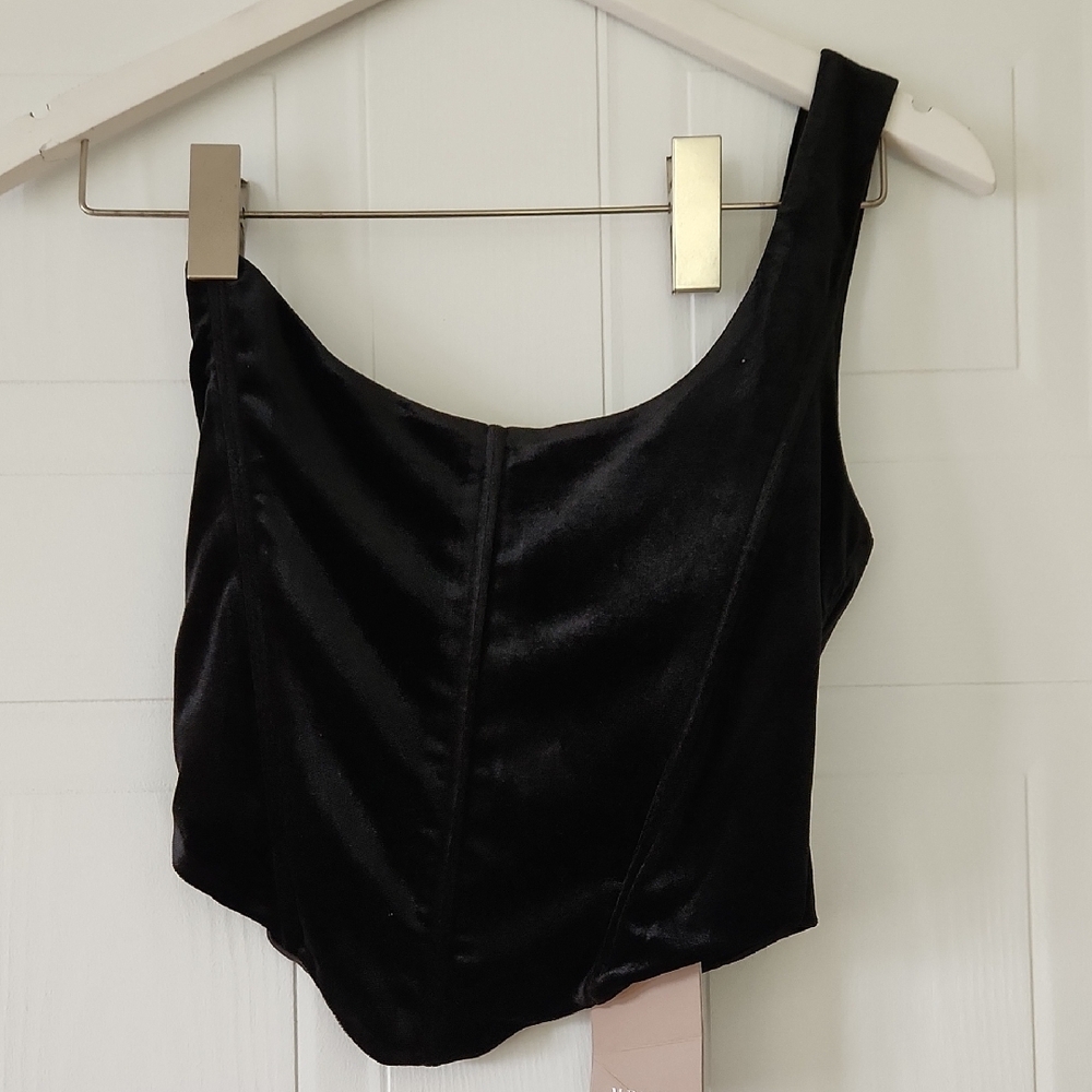 Meshki Black Crop Asymmetrical Bodysuit